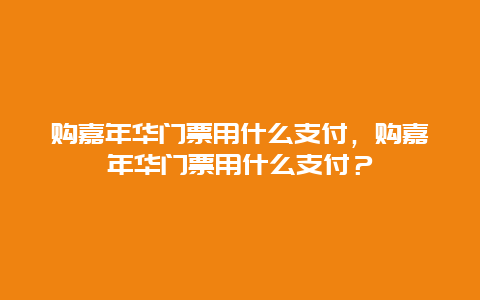 购嘉年华门票用什么支付，购嘉年华门票用什么支付？