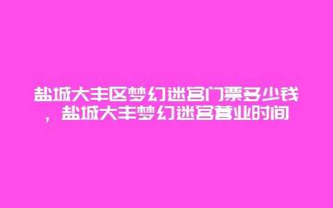 盐城大丰区梦幻迷宫门票多少钱，盐城大丰梦幻迷宫营业时间