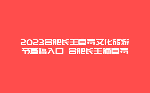 2023合肥长丰草莓文化旅游节直播入口 合肥长丰摘草莓