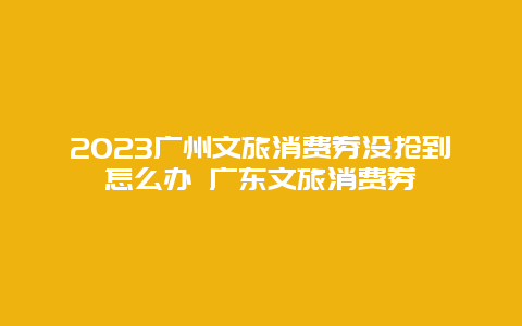 2023广州文旅消费券没抢到怎么办 广东文旅消费券