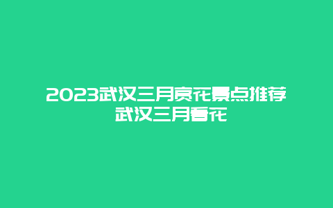 2023武汉三月赏花景点推荐 武汉三月看花