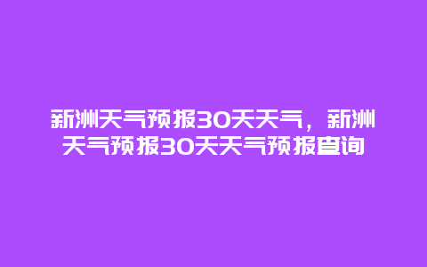 新洲天气预报30天天气，新洲天气预报30天天气预报查询