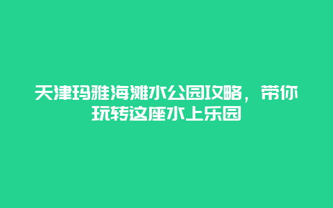 天津玛雅海滩水公园攻略，带你玩转这座水上乐园