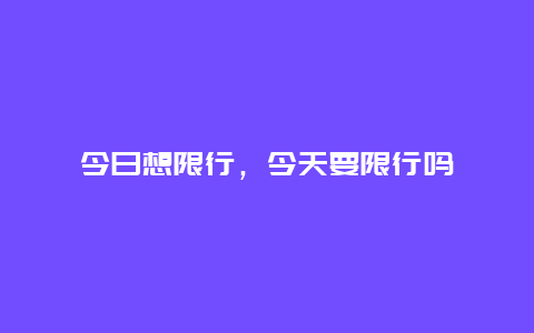 今日想限行，今天要限行吗