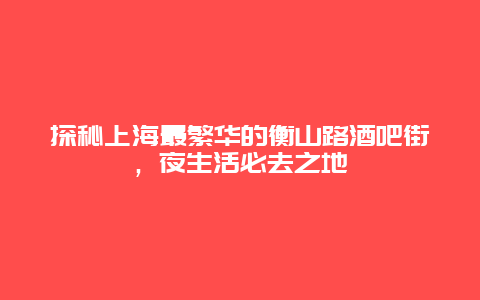 探秘上海最繁华的衡山路酒吧街，夜生活必去之地