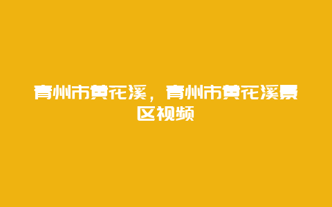 青州市黄花溪，青州市黄花溪景区视频