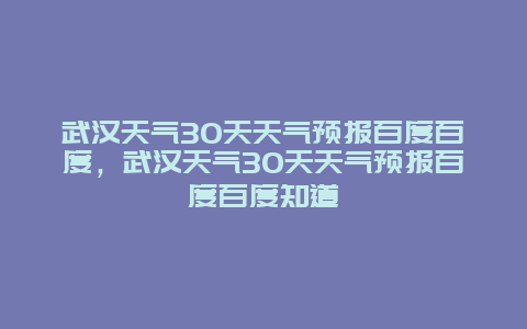 武汉天气30天天气预报百度百度，武汉天气30天天气预报百度百度知道