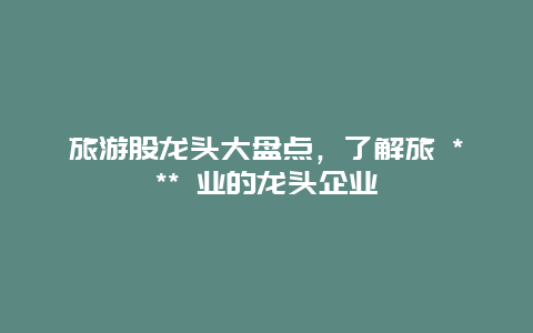 旅游股龙头大盘点，了解旅 *** 业的龙头企业