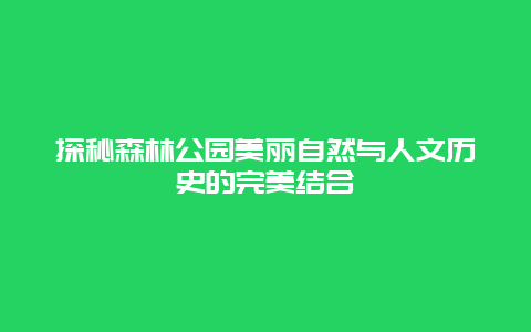 探秘森林公园美丽自然与人文历史的完美结合