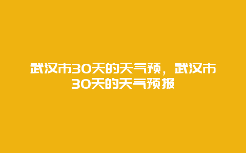 武汉市30天的天气预，武汉市30天的天气预报