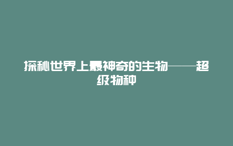 探秘世界上最神奇的生物——超级物种