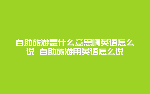 自助旅游是什么意思啊英语怎么说 自助旅游用英语怎么说