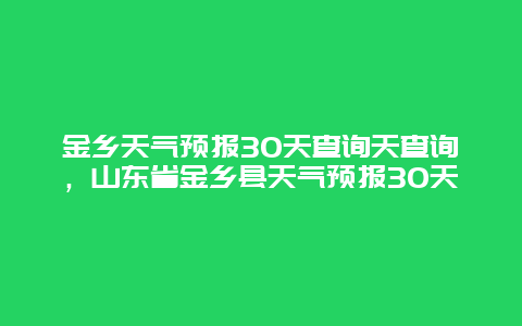 金乡天气预报30天查询天查询，山东省金乡县天气预报30天