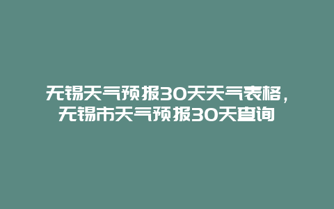 無錫天氣預報30天天氣表格，無錫市天氣預報30天查詢插圖