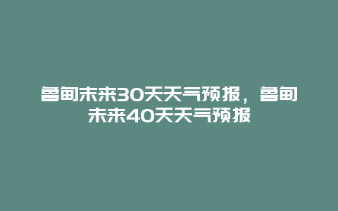 鲁甸末来30天天气预报，鲁甸未来40天天气预报