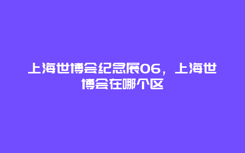 上海世博会纪念展06，上海世博会在哪个区