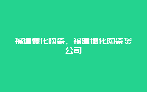 福建德化陶瓷，福建德化陶瓷煲公司