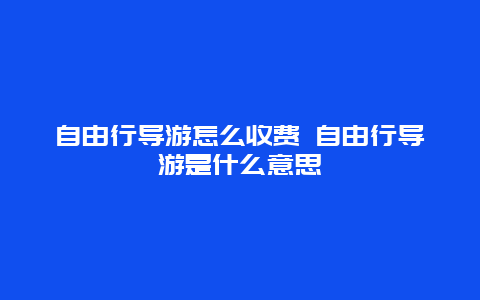 自由行导游怎么收费 自由行导游是什么意思