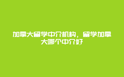 加拿大留学中介机构，留学加拿大哪个中介好