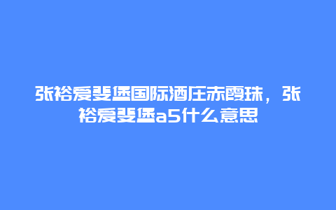 张裕爱斐堡国际酒庄赤霞珠，张裕爱斐堡a5什么意思