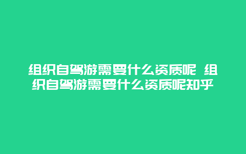 组织自驾游需要什么资质呢 组织自驾游需要什么资质呢知乎