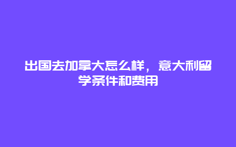 出国去加拿大怎么样，意大利留学条件和费用