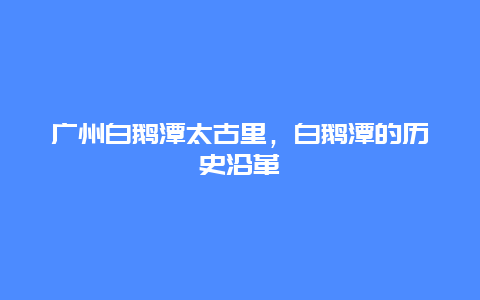 广州白鹅潭太古里，白鹅潭的历史沿革