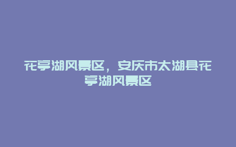 花亭湖风景区，安庆市太湖县花亭湖风景区