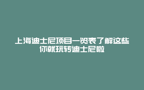 上海迪士尼项目一览表了解这些你就玩转迪士尼啦