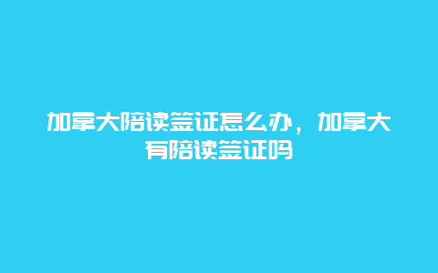 加拿大陪读签证怎么办，加拿大有陪读签证吗