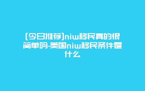 [今日推荐]niw移民真的很简单吗-美国niw移民条件是什么