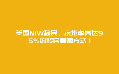 美国NIW移民，获批率高达95%的移民美国方式！