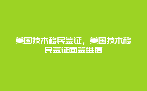 美国技术移民签证，美国技术移民签证面签进度