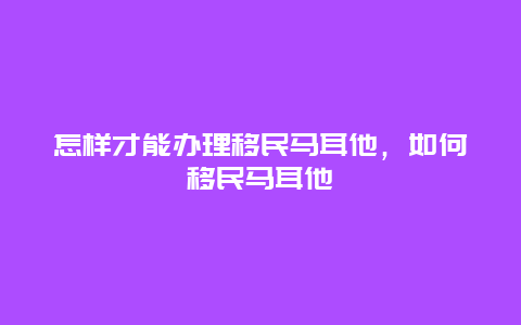 怎样才能办理移民马耳他，如何移民马耳他