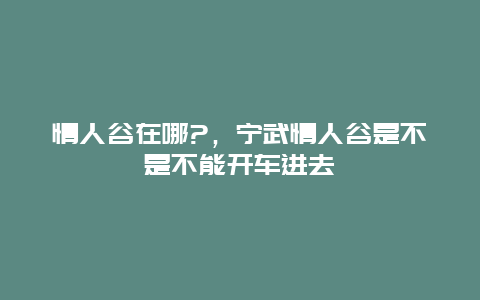 情人谷在哪?，宁武情人谷是不是不能开车进去