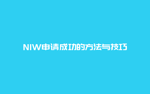 NIW申请成功的方法与技巧