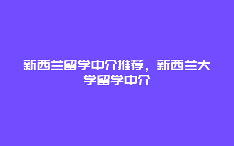 新西兰留学中介推荐，新西兰大学留学中介