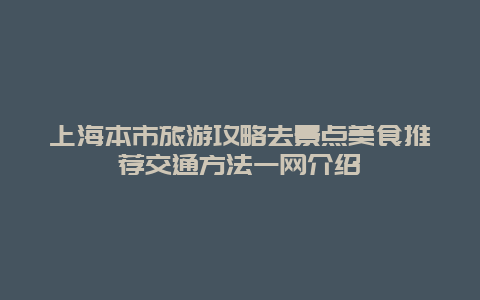 上海本市旅游攻略去景点美食推荐交通方法一网介绍