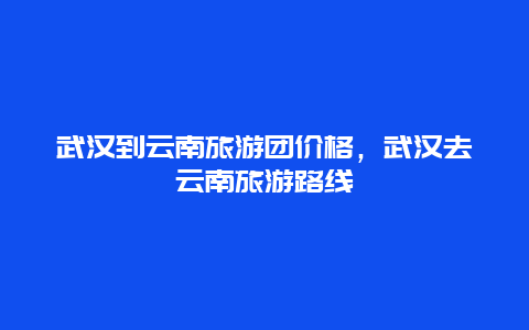 武汉到云南旅游团价格，武汉去云南旅游路线