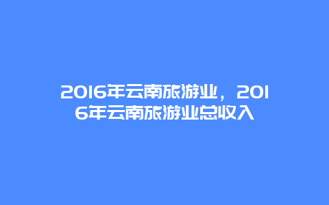 2016年云南旅游业，2016年云南旅游业总收入