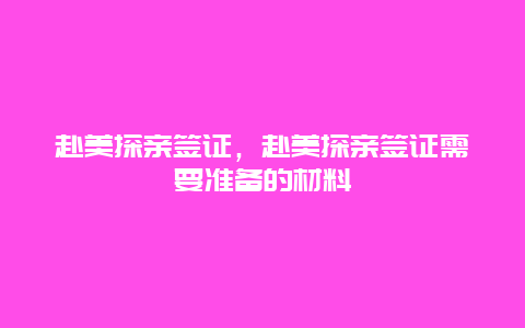 赴美探亲签证，赴美探亲签证需要准备的材料